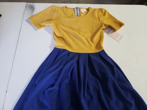 navy blue yellow dress