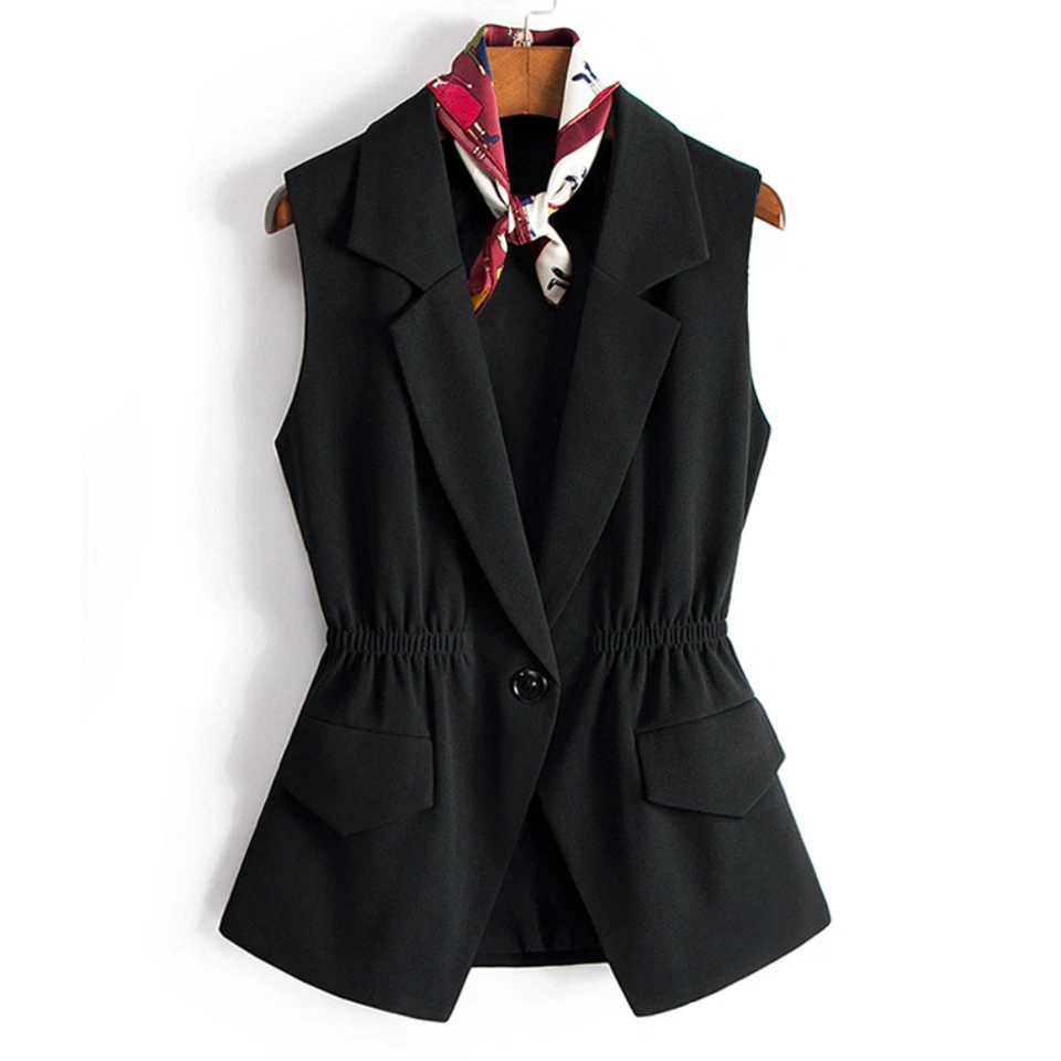 Lady Gilet Vest Waistcoat Top Coat Blazer Vest Sleeveless Tank Smart Casual Chic - Image 4 of 4