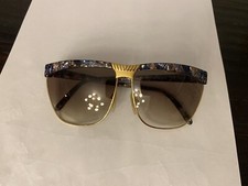 Vintage 80s 90s Laura Biagiotti Blue Gold Italian Sunglasses Italy