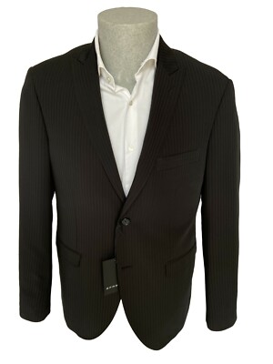 EFRELLE men's jacket, size 50 DROP 7 slim black striped, 2 buttons, 70% discount.
