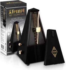 Tempi Mechanical Metronome for Musicians - 2-Year Warranty - Black