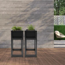 2Pcs Elevated Planter Box Raised Garden Bed For Herbs flowers Backyard Gardening