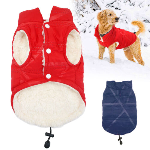 Dog Warm Fleece Jacket Coat Winter Clothes for Small Medium Dog Red Blue S-XL - Photo 1 sur 19