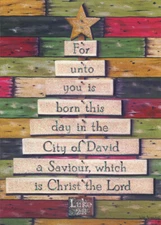 Christ the Lord Wooden Tree Box of 12 Pop Out 3-D Religious Christmas Cards