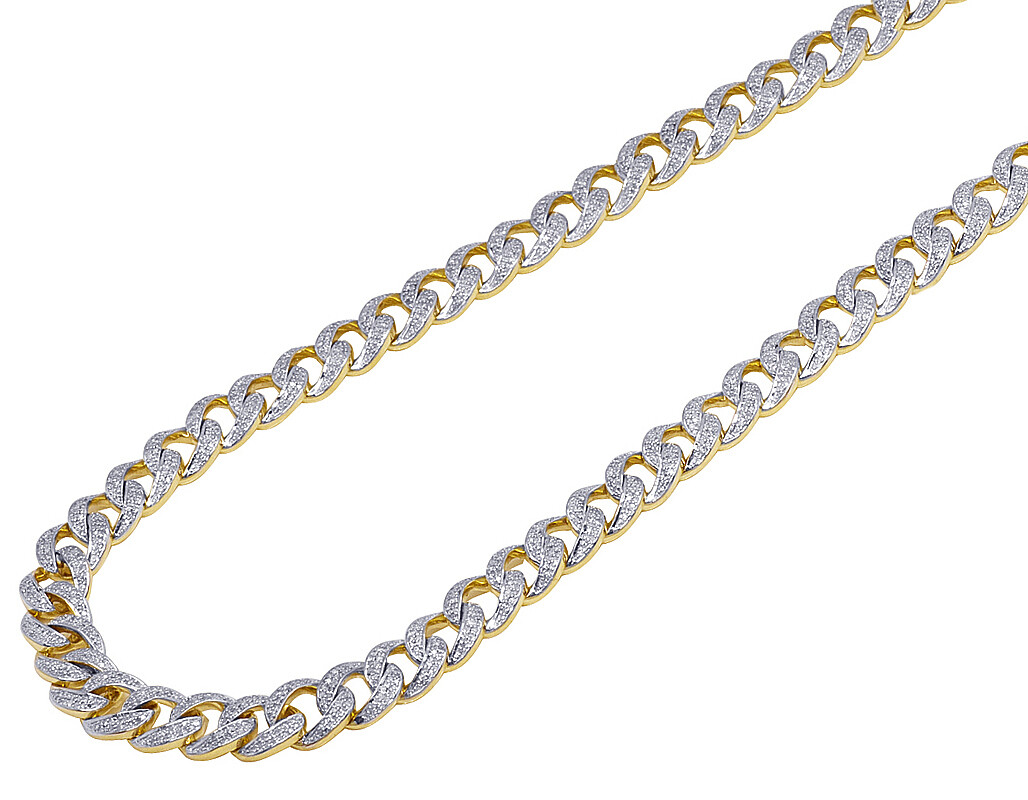 Two Row 9/10 CT Real Diamond Miami Cuban Chain Necklace Gold 9MM