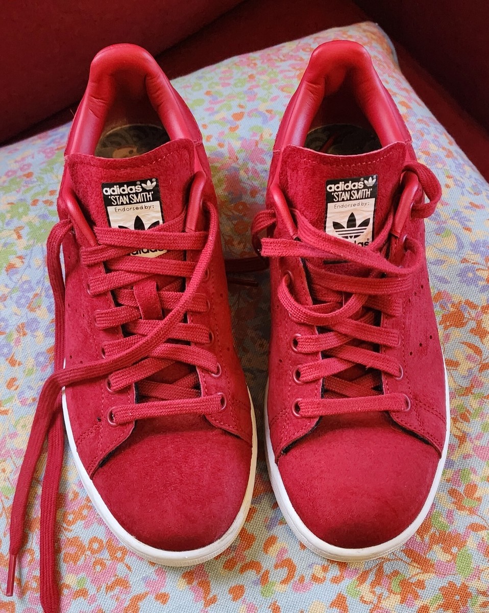 Women's M adidas Stan Smith S75237 Rita Ora Red Suede Leather Shoes  Sneakers