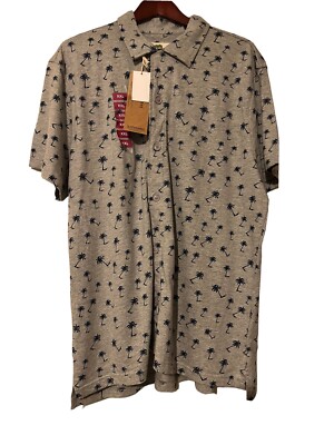 Kahuna Bay by Visitor Mens XXL Short Sleeve Knit Buttoned Shirt Gray/Navy  NEW