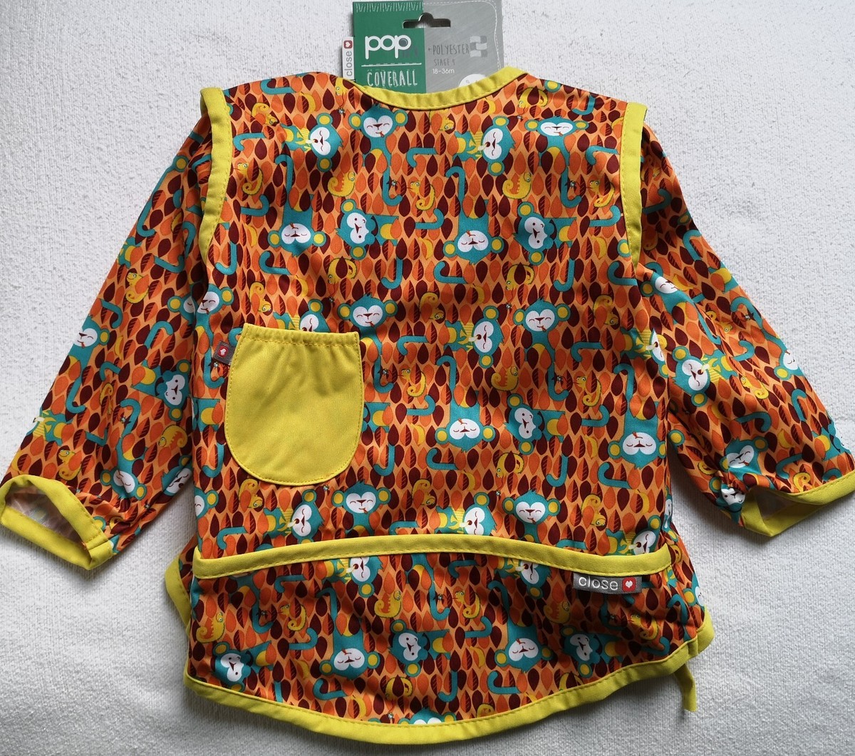 NEW 18-36mth Close Popin Bib Coverall Long Sleeve MONKEY BoyGirl