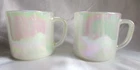 Vintage Coffee Mugs Federal Glass Cups Moon Glow Iridescent D Handle Rainbow