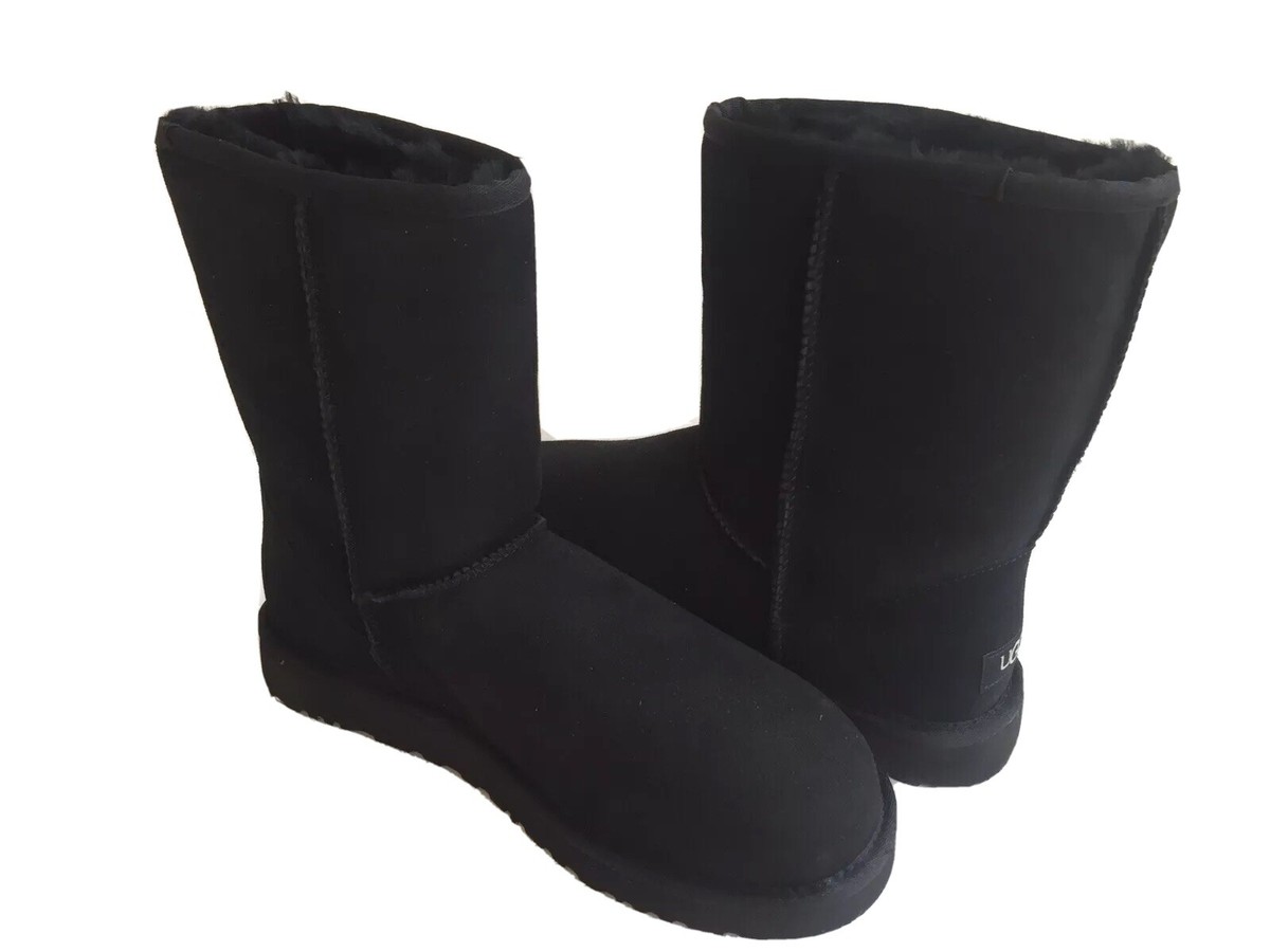 UGG Australia Classic Mini Stitch Boots Black Mens Size 8 Shearling Lined Winter UGG CLASSIC BUCKLE MINI BLACK FAUX FUR SHEARLING LINED BOOT  main image 4