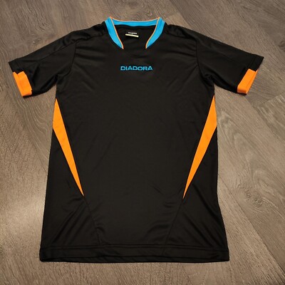 Diadora Trikot Shirt Herren Large schwarz Spellout Micro Polyester Freizeit s...