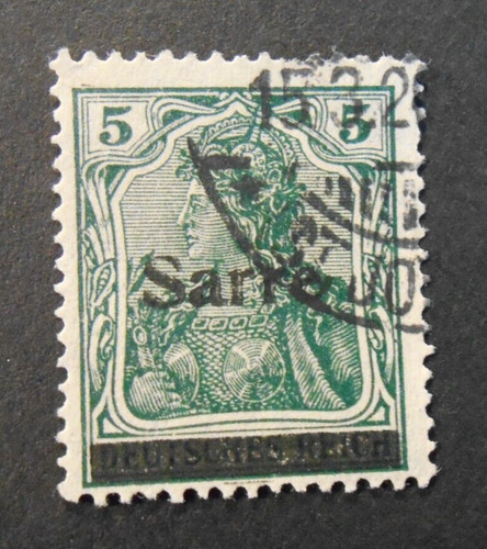 GERMANY Reich SARRE SAAR 1920 "f.di GERMANY 1905-16 ORIGINAL PACKAGING" 5pf USED