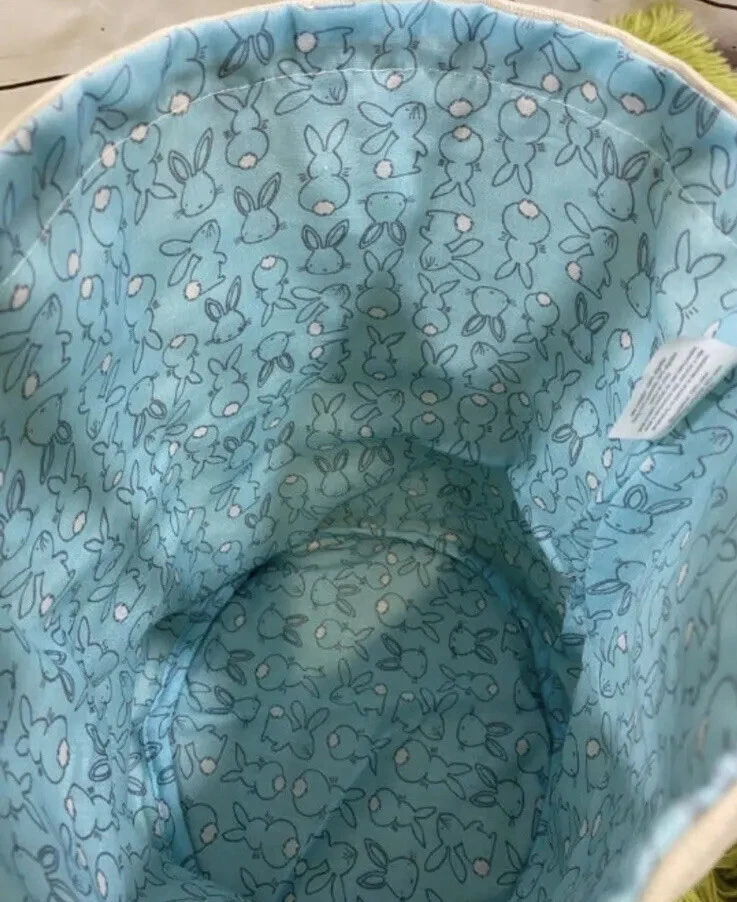 Rae Dunn Canvas Easter Tote BUNNY TREATS Blue Liner Bunnies 13x10.5 in - Image 2 of 2