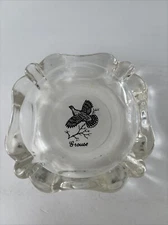 Vintage Thick Glass Ashtray Grouse Bird In Center