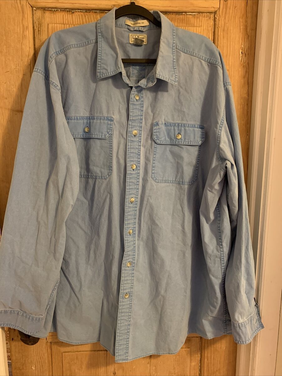 LL Bean Traditional Fit Sunwashed Canvas Shirt Men XXL Tall LL Bean Traditional Fit Sunwashed Canvas Shirt Men XXL Tall
