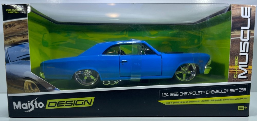 1966 Chevrolet Chevelle SS 396 Blue with Black Hood -1:24 DIECAST-NIB