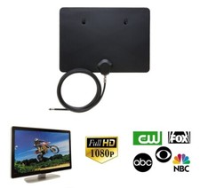 Flat Indoor Digital Antenna Long Range 35 Miles HDTV VHF UHF 1080p, Black