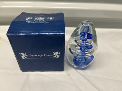 Edinburgh Glass Paperweight Blue Teardrop Design, Perfect!
