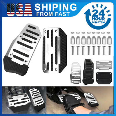 OXILAM Non-Slip Gas & Brake Pedal Pad Covers – Silver Aluminum Alloy, Universal 2-PC Set - View #2