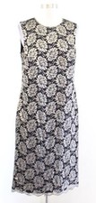 Talbots Womens Black Gold Floral Lace Sheath Dress Size 12 Sleeveless