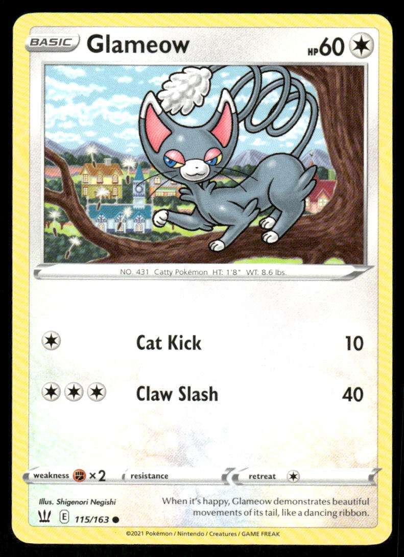 Pokemon TCG Glameow 115/163 Battle Styles trading card