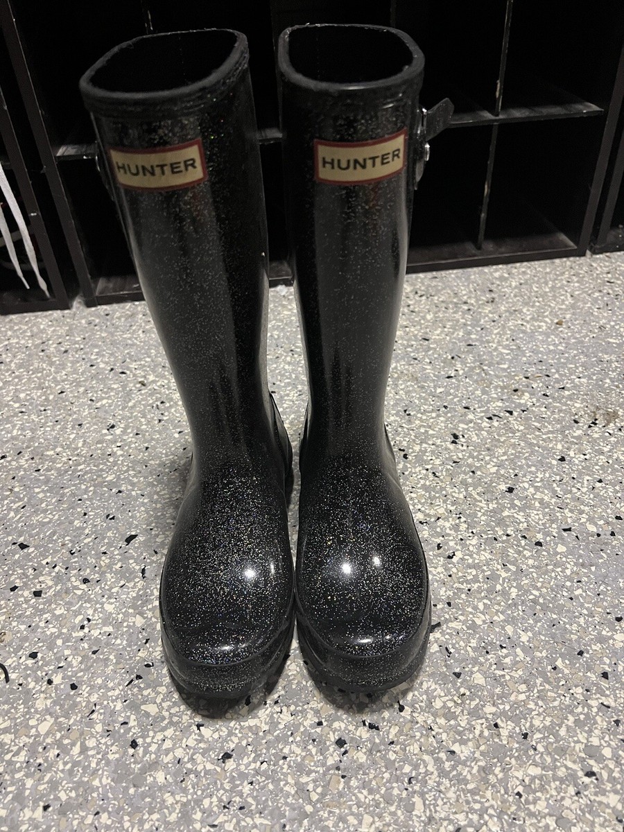 Hunter Girls Starcloud Glitter Tall Rain Boots – Black – US Girls Size 4B/5G Kids First Starcloud Rain Boots - Black | Hunter Boots main image 3
