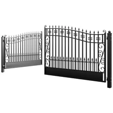 ZUMI 12/16/18 ft x 6 ft Dual Swing Driveway Gate, Anti-Rust Galvanized Steel