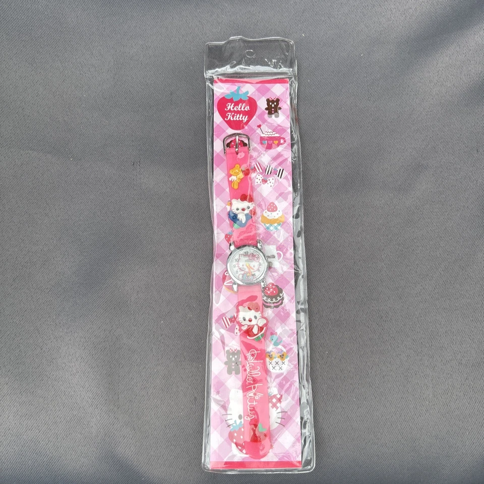 Reloj Hello Kitty Goma Sanrio Rosa Sin Usar NUEVO SIN PROBAR 2012 Vintage 8" Angel Foto 2 de 4
