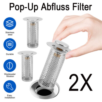 2 Stk Universal Pop Up Waschbeckenstöpsel Ablaufstopfen Abfluss Stopfen mit Sieb
