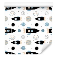 10M Tapete Selbstklebend Kinderzimmer Kosmos Raketen Monde Planeten Xxl 3744