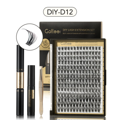 Gollee DIY Eyelash Extension Kit 168pcs Lash Clusters Kit 0.07 D Curl 8-16mm Mix