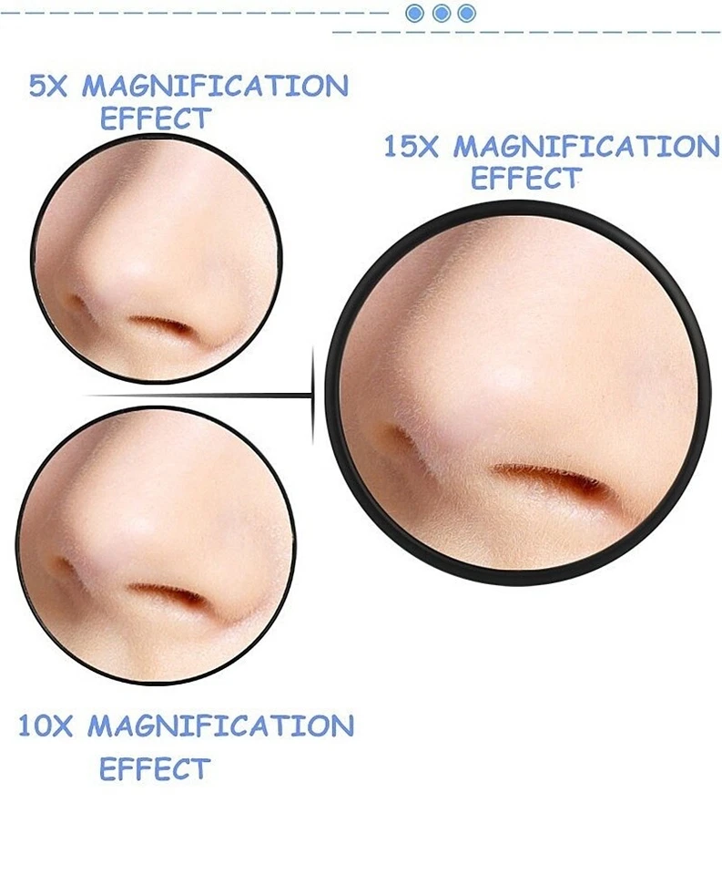 5X - 15X Magnifying Cosmetic Mini Mirror Eye Makeup Eyebrow Suction Cups Make Up - Image 2 of 4