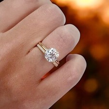 Anillo redondo de diamantes de oro amarillo de 14 k IGI 1,71 quilates conjunto cultivado en laboratorio venta de viernes negro