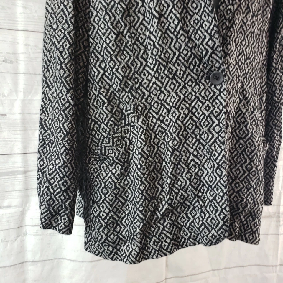 Lucky Brand женщин Blazer Sz средний черный белый геометрический одиночная кнопка вискоза - Изображение 4 из 4