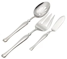 Yamazaki Bellaire GLOSSY 3 pc Serving Set Meat Fork, Butter Knife, Pierced Spoon