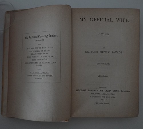 My Official Wife : Richard Henry Savage : Yellow-Back Book Routledge 1895 - Picture 4 of 16