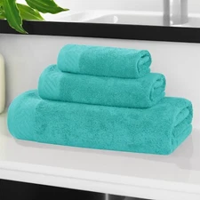 Basket Weave Egyptian Cotton Solid Bath Hand Face 3 Piece Assorted Towel Set