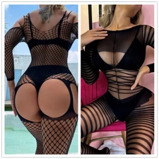 Women's Lingerie Fishnet Bodystocking Bodysuit Hollow Out Jumpsuits Nightwear