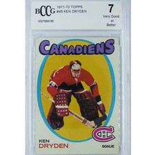 1971-72 TOPPS KEN DRYDEN #45 Graded BCCG 7 Very Good VG Rookie RC Beckett BGS