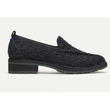 Rothy's The Lug Loafer Boucle Black Merino Wool Textured Knit Size 8.5
