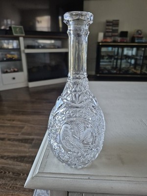 vintage Hofbauer German ''Byrdes'' crystal decanter W Etched Birds 10'' Tall