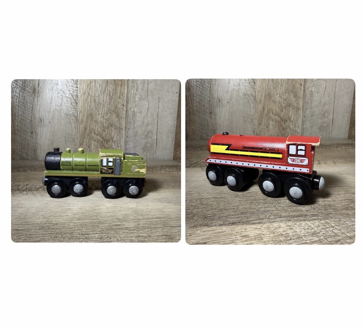 Magnetic Wooden Toy Train Engines Red Yellow Green Maxim Enterprises locomotive