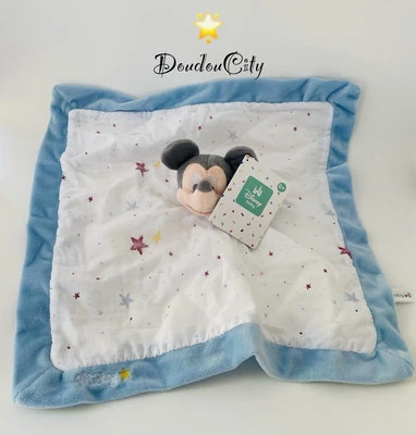 4614🌟Doudou Plat Lange Mouchoir Mickey Blanc Bleu Disney Simba Toys Nicotoy - Photo 1/3