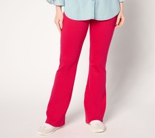Isaac Mizrahi Live Petite Essentials Pima Flex Bootcut Pants Bright Ruby XL New