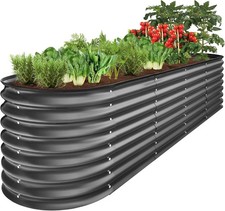 Durable 8x2x2ft Metal Oval Raised Garden Bed for Outdoor Planting