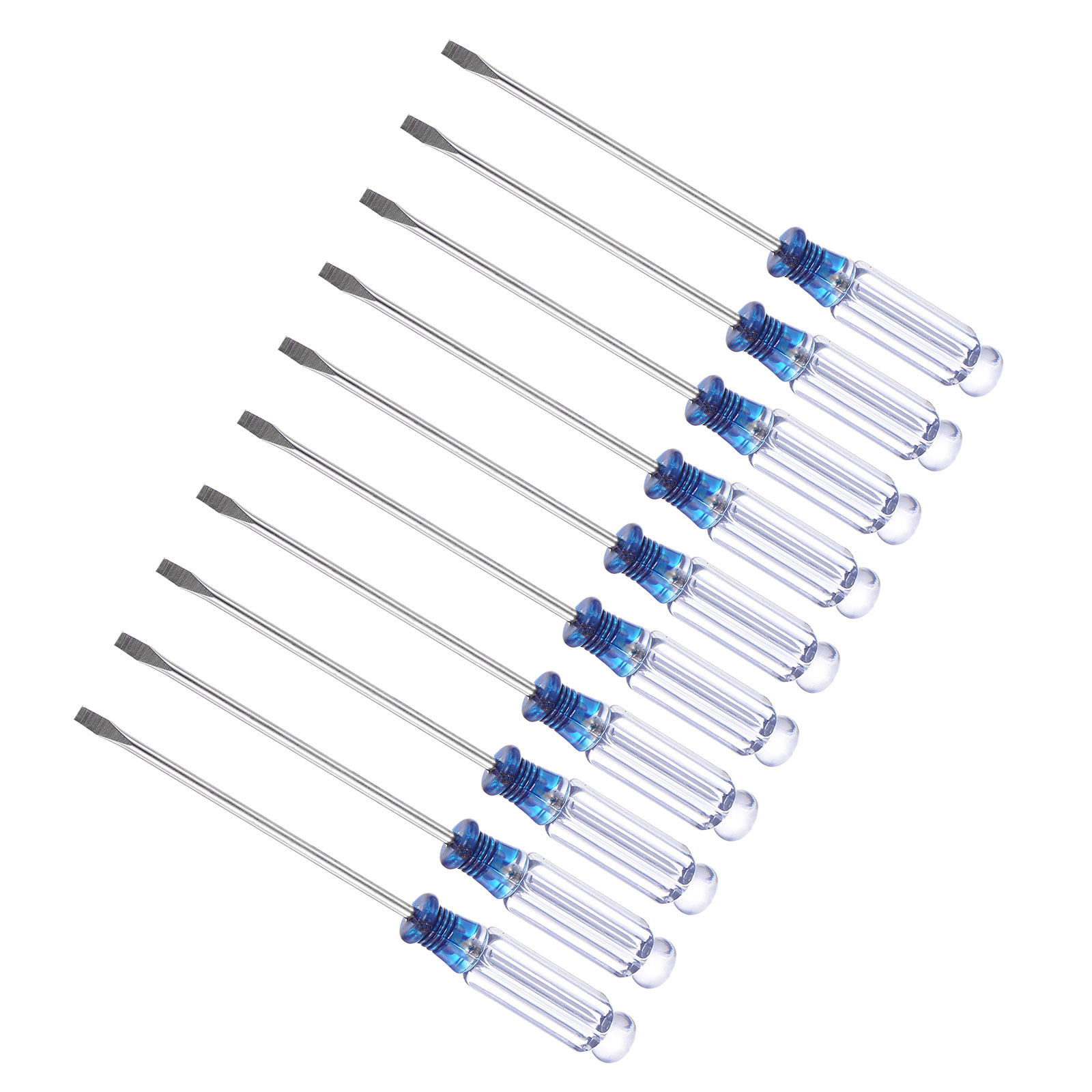 10pcs 3.0mm Slotted Screwdriver 127mm with Anti-Slip Handle