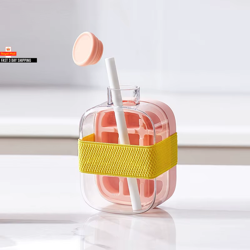 Ice Cube Tray with Lid - NO SPILL Ice Tray for Freezer - NO TOUCH Silicone Ice C
