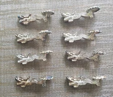 Lot Of 8 Vintage Chinese Asian Metal Dragon Chopstick Spoon Rests Holders