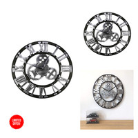 Wanduhr Vintage RöMische Ziffern 45 Cm Metall Schwarz Batteriebetrieben