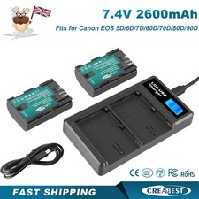 2Pack LP-E6N Battery LP-E6 &Dual Charger For Canon EOS 90D 5DS 60D 6D II 70D 80D